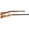 Image 1 : Two Lever Action Long Guns -A) Winchester Model 1894 Saddle Ring Carbine  B) Winchester Model 94 Lev
