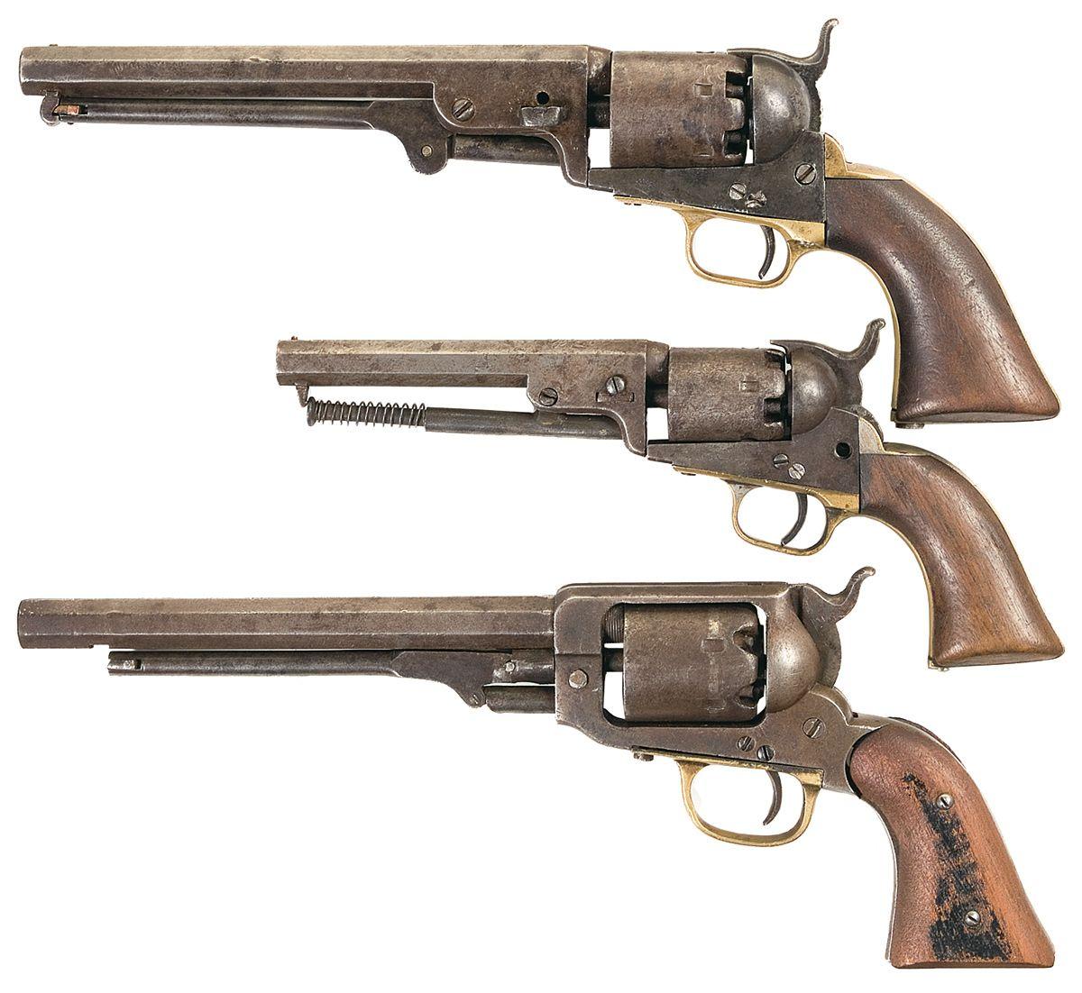Three Percussion Revolvers A Colt Model 1851 Navy Percussion Revolver three-percussion-revolvers-a-colt-model-1851-navy-percussion-revolver