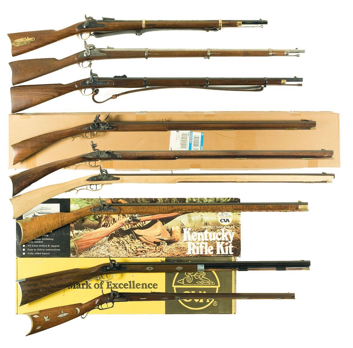 Nine Black Powder Longarms -A) Italian Reproduction U.S. Rifle-Musket ...