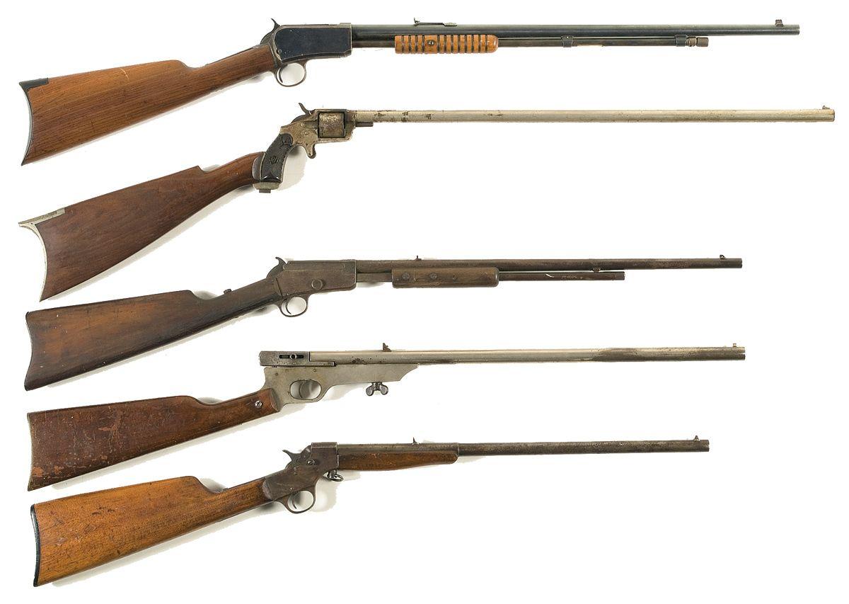 Four Rifles and a Smoothbore Revolver -A) Winchester Model 1890 Slide ...