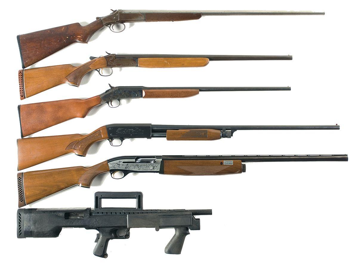 Six Shotguns A) Enders Royal Pigeon Single Shot Shotgun B) Winchester
