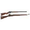 Image 1 : Two Rifles -A) Marlin Model 1881 Lever Action Rifle  B) Winchester U.S. Model 1917 Bolt Action Rifle