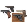 Image 1 : Four Walther Semi-Automatic Pistols -A) Walther Model 8 Semi-Automatic Pistol  B) Walther Model PPK/