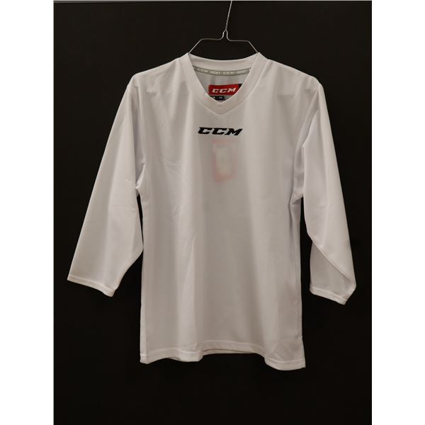 CCM CHANDAIL D’ENTRAÎNEMENT JUNIOR S/M BLANC