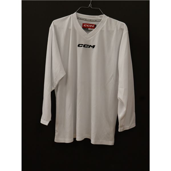 CCM CHANDAIL D’ENTRAÎNEMENT JUNIOR L/XL BLANC