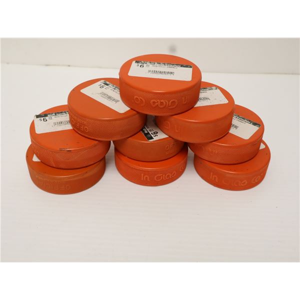 LOT DE 9 ORANGE RONDELLES DE HOCKEY