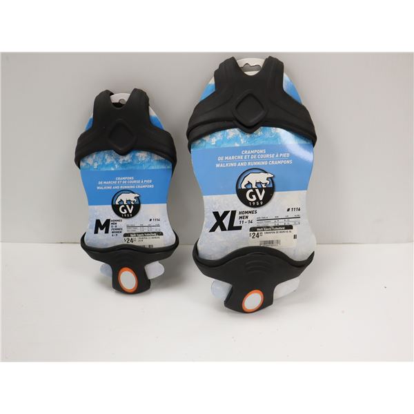 LOT DE 2 CV CRAMPONS DE MARCHE (ANTIDÉRAPANTS POUR CHAUSSURES) MED, XL (#1114, & #1116) ASSORTIS