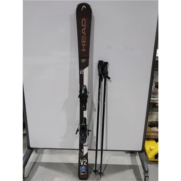 *USAGÉ* HEAD SKIS ALPINS 64" AVEC FIXATIONS ET BÂTONS