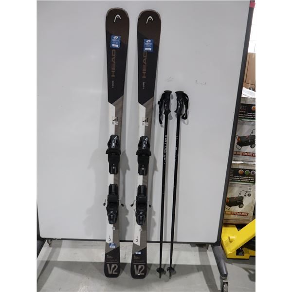 *USAGÉ* HEAD SKIS ALPINS 64" AVEC FIXATIONS ET BÂTONS