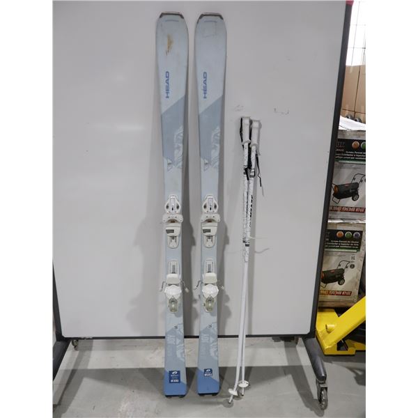 *USAGÉ* HEAD SKIS ALPINS 64" AVEC FIXATIONS ET BÂTONS
