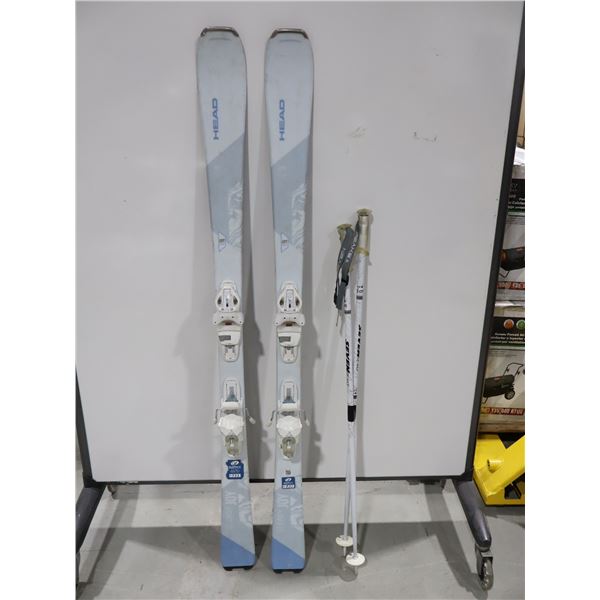 *USAGÉ* HEAD SKIS ALPINS 60" AVEC FIXATIONS ET BÂTONS