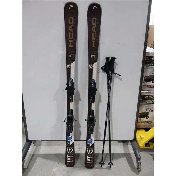 *USAGÉ* HEAD SKIS ALPINS 64" AVEC FIXATIONS ET BÂTONS