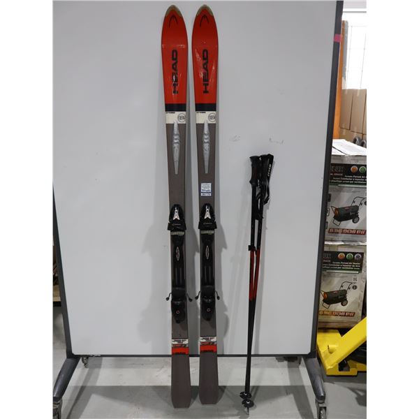 *USAGÉ* HEAD SKIS ALPINS 70" AVEC FIXATIONS ET BÂTONS