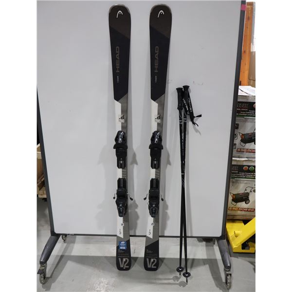 *USAGÉ* HEAD SKIS ALPINS 66" AVEC FIXATIONS ET BÂTONS