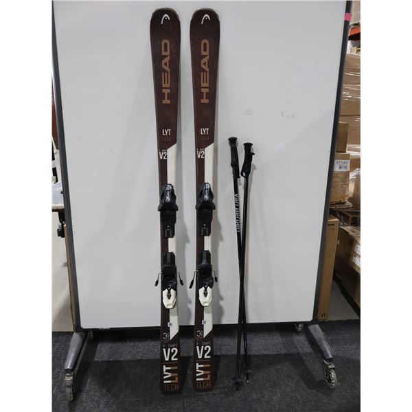 *USAGÉ* HEAD SKIS ALPINS 63" AVEC FIXATIONS ET BÂTONS
