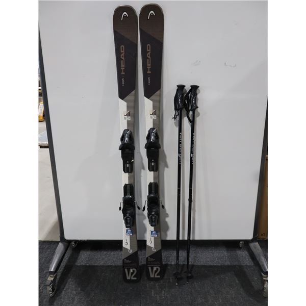 *USAGÉ* HEAD SKIS ALPINS 61" AVEC FIXATIONS ET BÂTONS