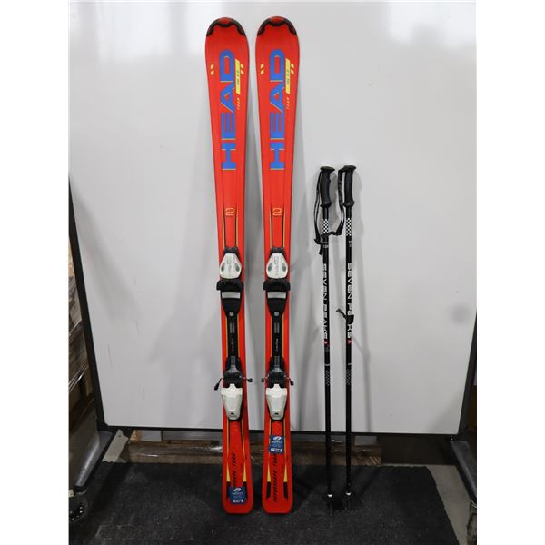 *USAGÉ* HEAD SKIS ALPINS 58" AVEC FIXATIONS ET BÂTONS