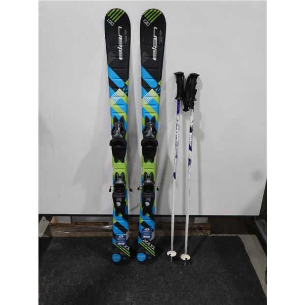 *USAGÉ* ELAN SKIS ALPINS 47" AVEC FIXATIONS ET BÂTONS