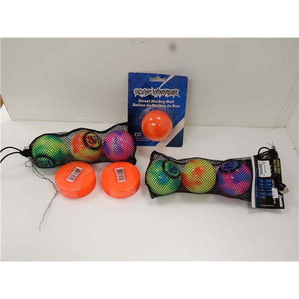 LOT DE 9 PROJECTILES DE HOCKEY-BALLE ASSORTIS