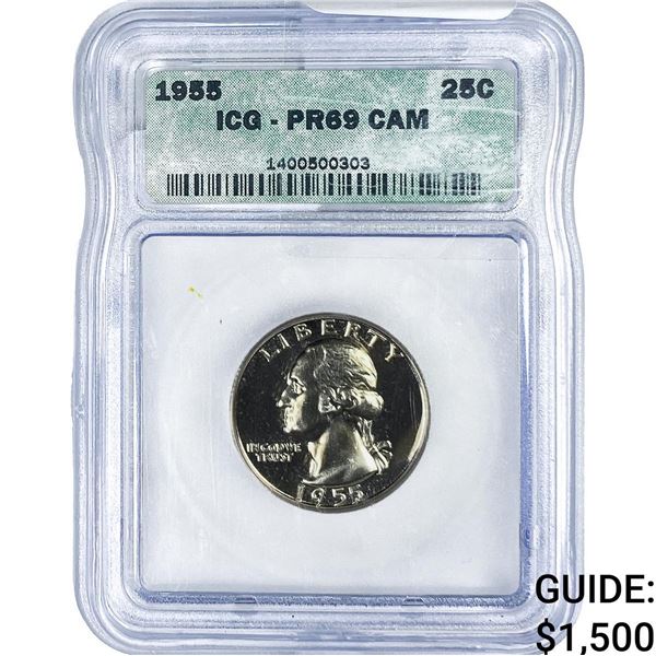 1955 Washington Silver Quarter ICG PR69 DCAM