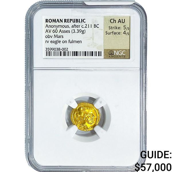 Roman Anonymous, after c.211 BC Gold 60 Asses NGC Ch AU