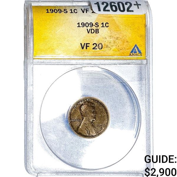 1909-S Wheat Cent ANACS VF20 VDB