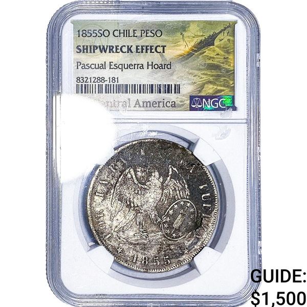 1855 SO Chile PESO Shipwreck Effect NGC