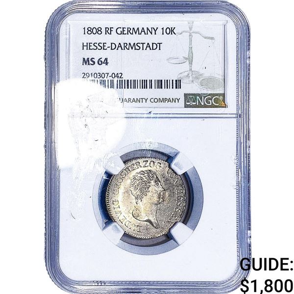 1808 RF Germany 10K Hesse-Darmstadt NGC MS64