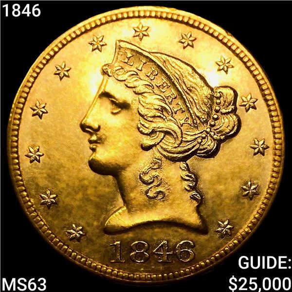 1846 $5 Gold Half Eagle CHOICE BU