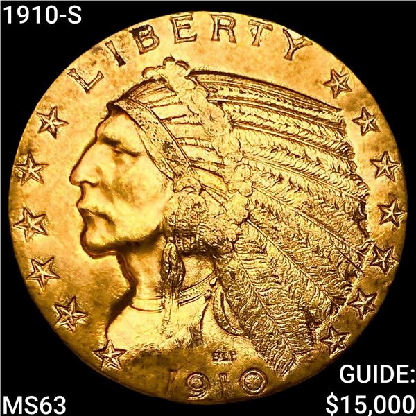 1910-S $5 Gold Half Eagle CHOICE BU