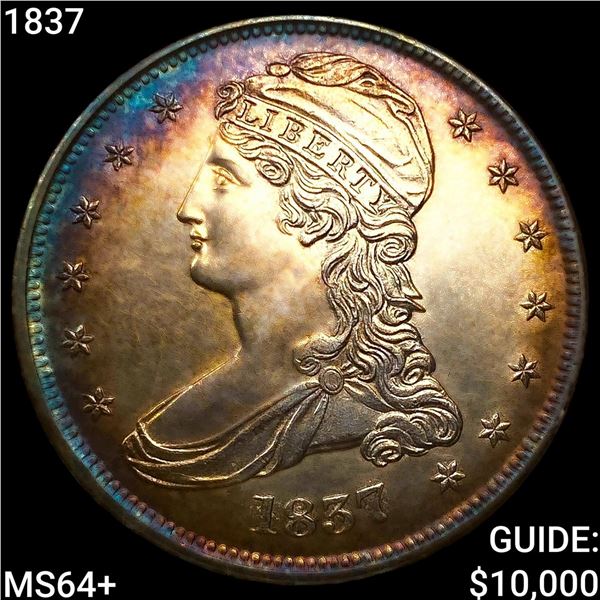 1837 Capped Bust Half Dollar CHOICE BU+