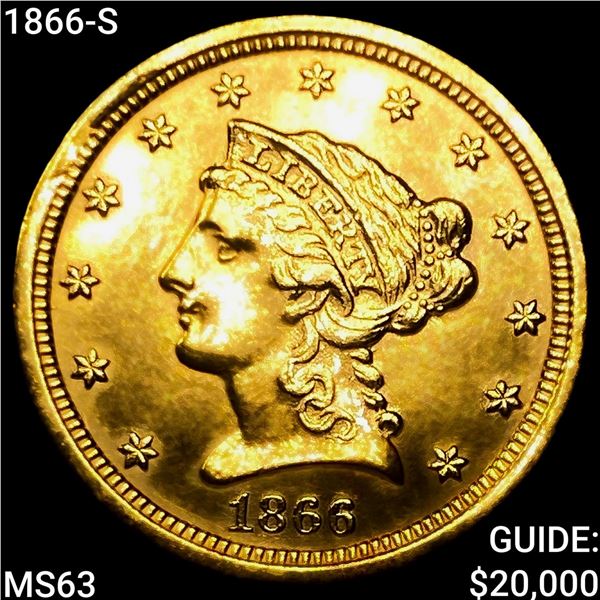 1866-S $2.50 Gold Quarter Eagle CHOICE BU
