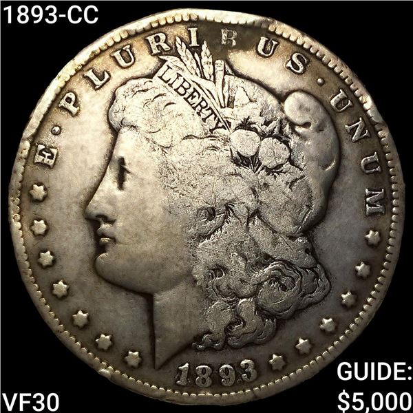 1893-CC Morgan Silver Dollar LIGHTLY CIRCULATED