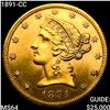 Image 1 : 1891-CC $5 Gold Half Eagle CHOICE BU