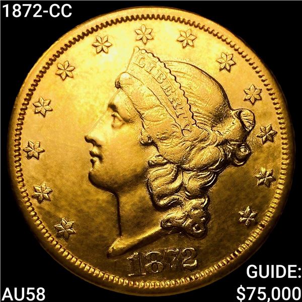 1872-CC $20 Gold Double Eagle CHOICE AU