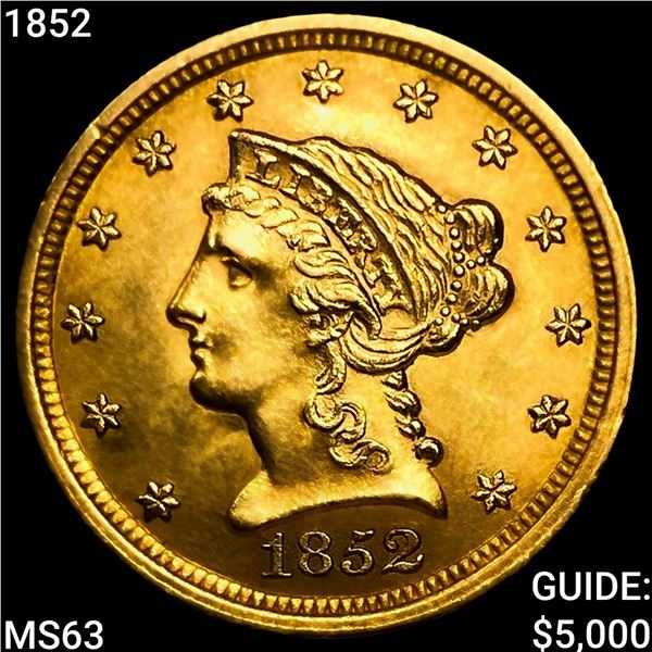 1852 $3 Gold Piece CHOICE BU