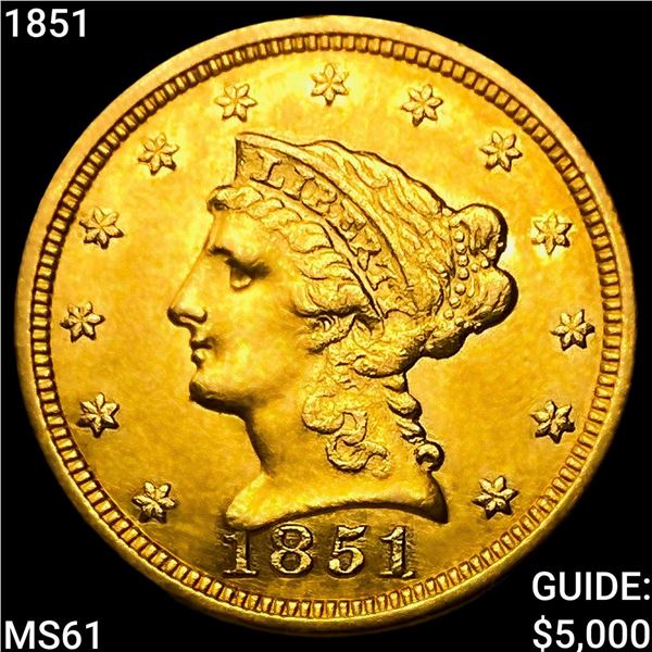 1851 $2.50 Gold Quarter Eagle UNCIRCULATED