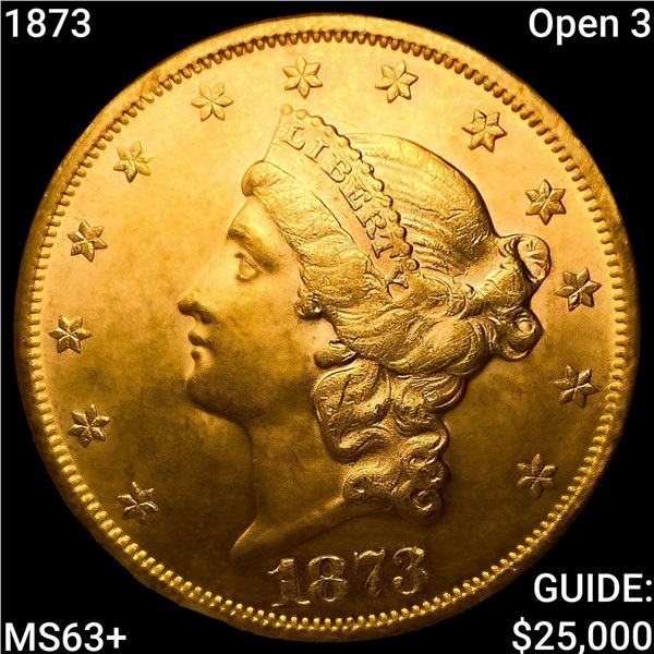 1873 Open 3 $20 Gold Double Eagle CHOICE BU+