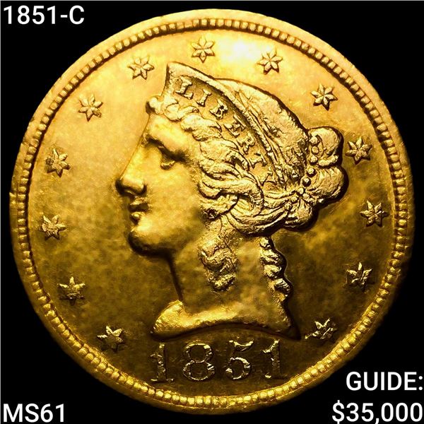 1851-C $5 Gold Half Eagle UNCIRCULATED