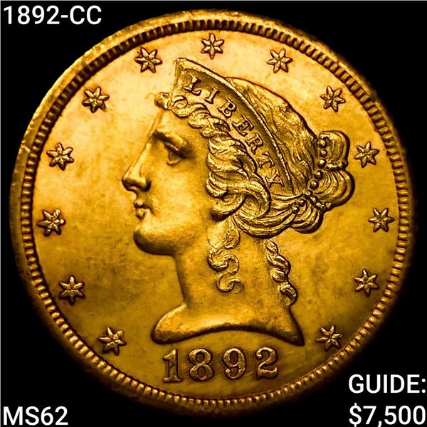 1892-CC $5 Gold Half Eagle UNCIRCULATED