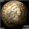 Image 1 : 1801 Draped Bust Half Dollar ABOUT UNCIRCULATED