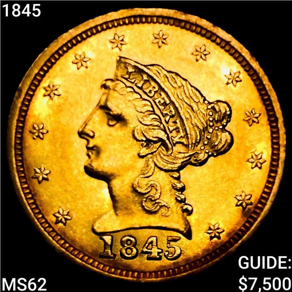 1845 $2.50 Gold Quarter Eagle UNCIRCULATED
