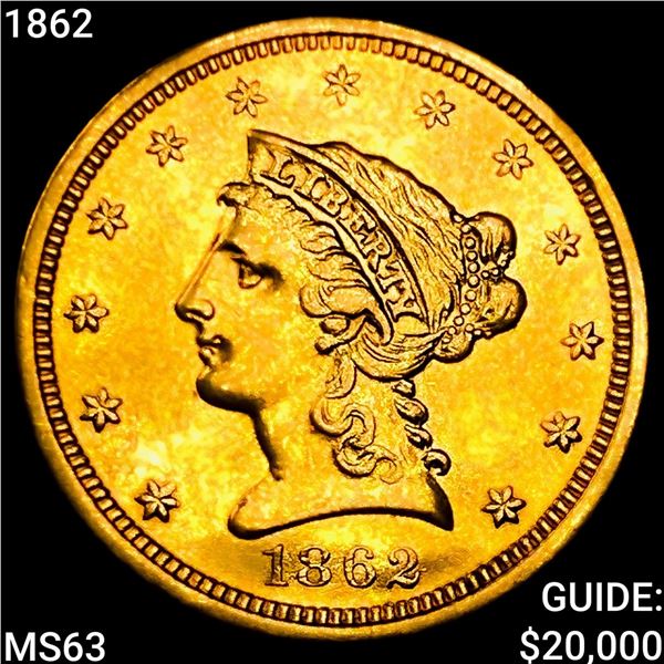 1862 $2.50 Gold Quarter Eagle CHOICE BU