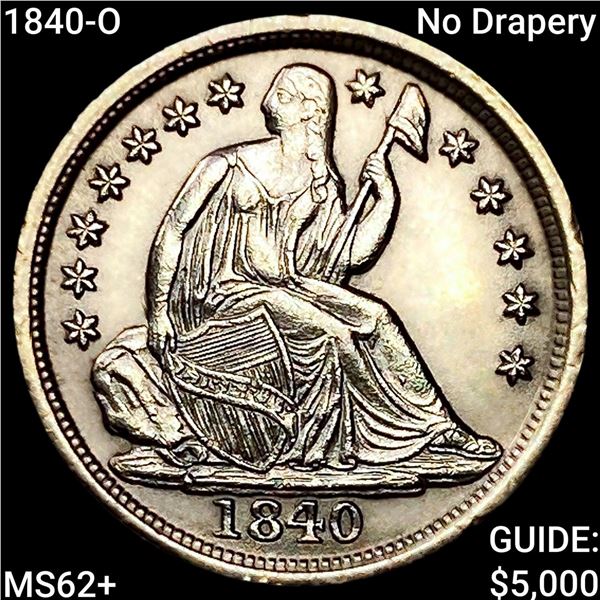 1840-O No Drapery Seated Liberty Half Dime UNCIRCULATED +