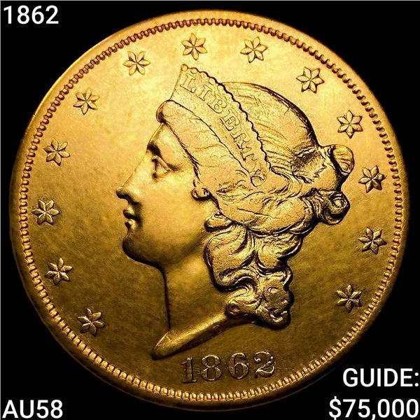 1862 $20 Gold Double Eagle CHOICE AU