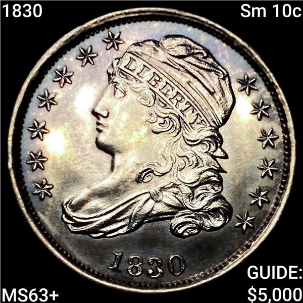 1830 Sm 10c Capped Bust Dime CHOICE BU+
