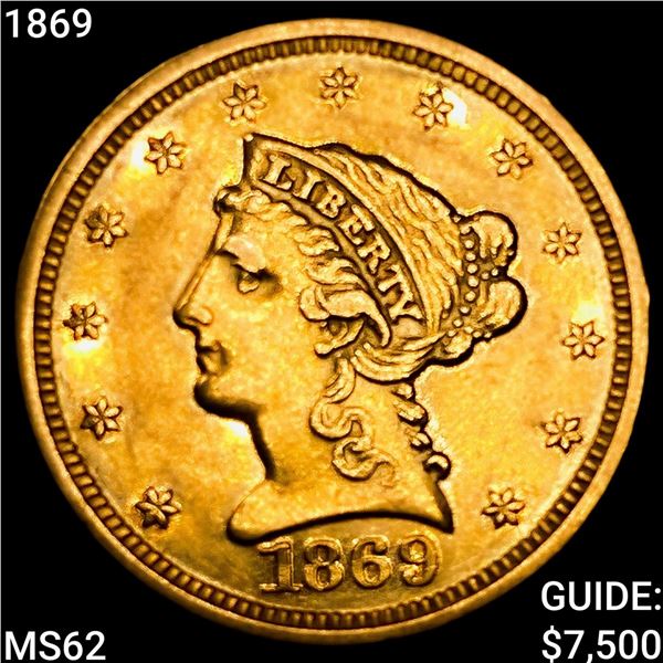 1869 $2.50 Gold Quarter Eagle UNCIRCULATED