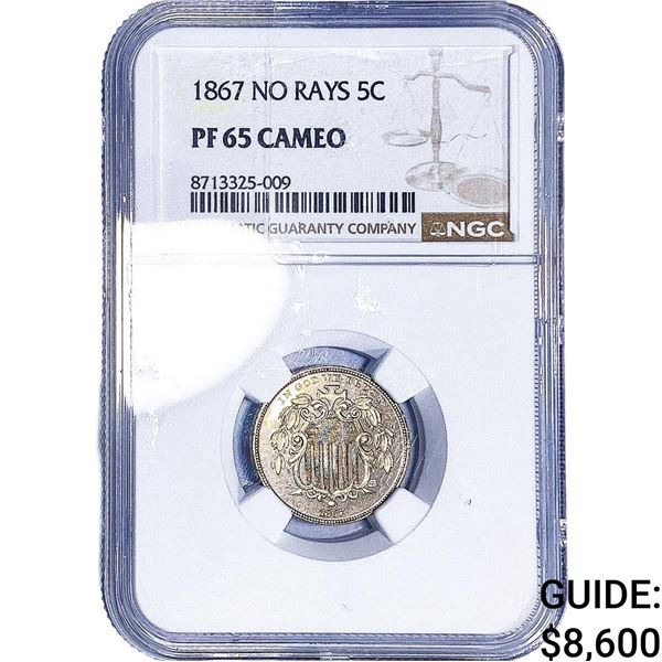 1867 Shield Nickel NGC PF65 Cameo No Rays
