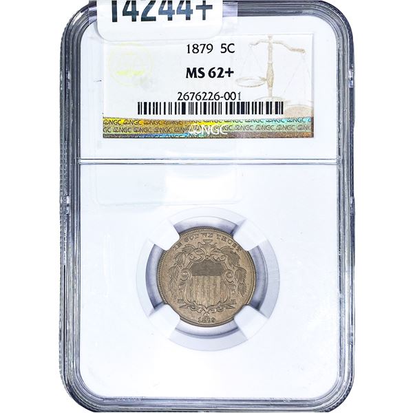 1879 Shield Nickel NGC MS62+