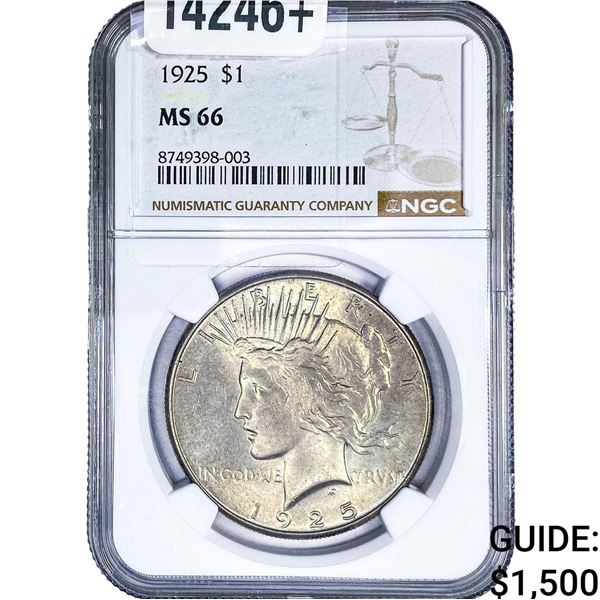 1925 Silver Peace Dollar NGC MS66